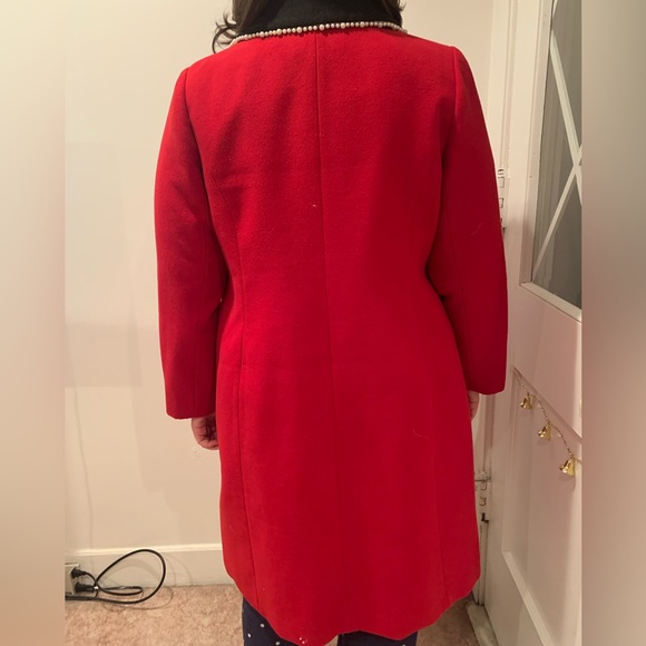 Eloquii Red Coat w Pearled Collar and Bow Side Ties Plus Size 18/20 - Picture 2 of 5
